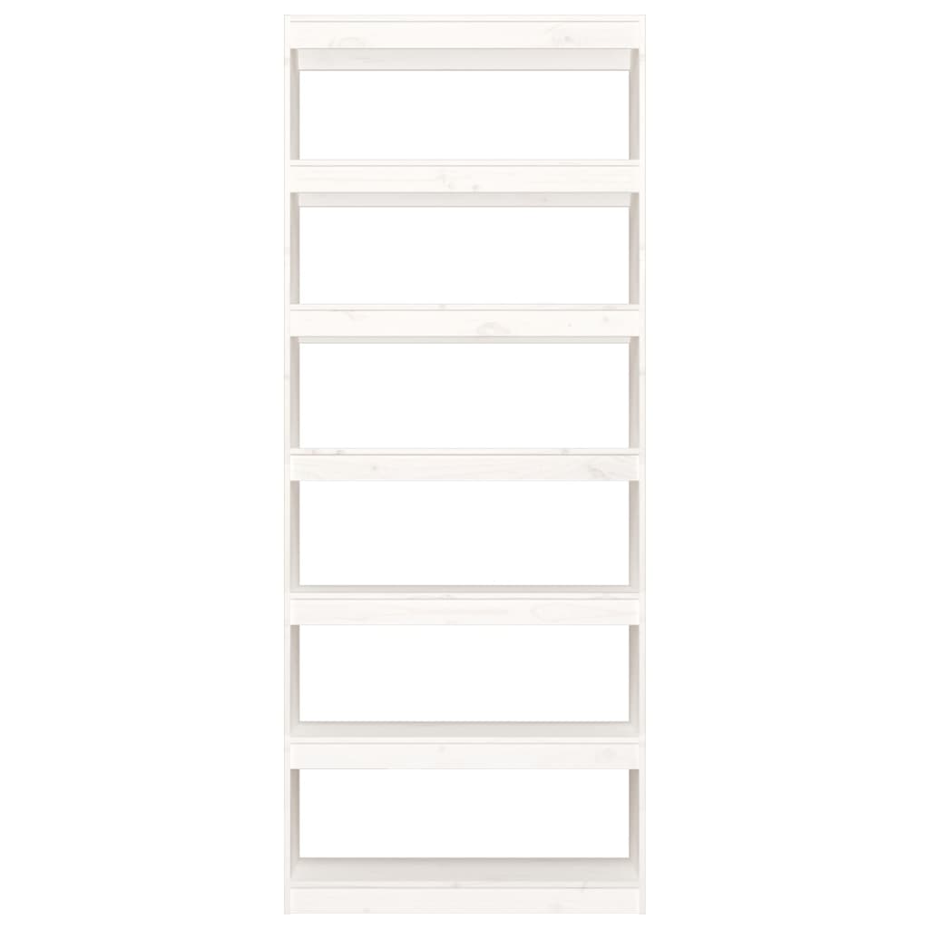 bogreol/rumdeler 80x30x199,5 cm massivt fyrretræ hvid