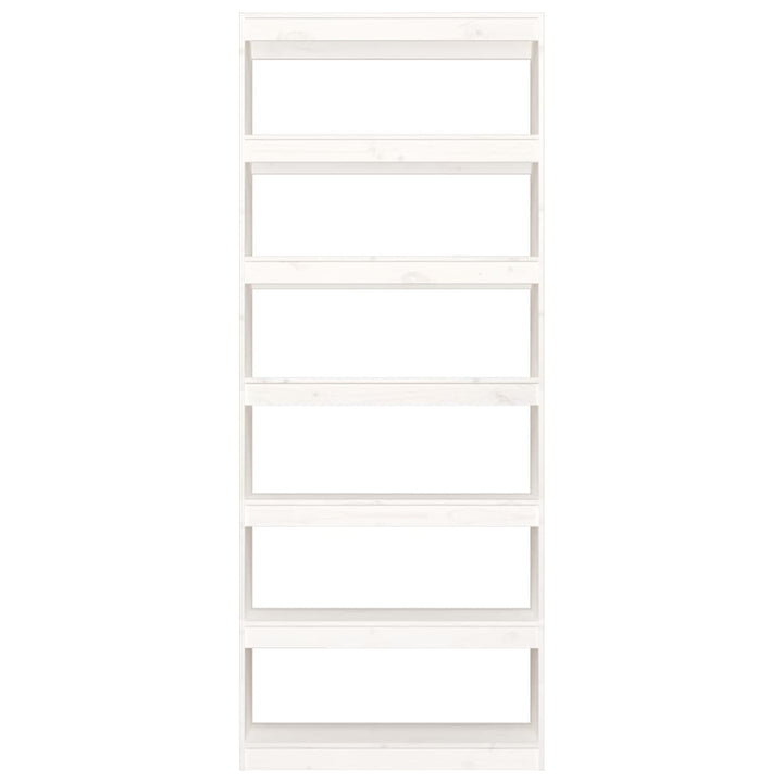 bogreol/rumdeler 80x30x199,5 cm massivt fyrretræ hvid