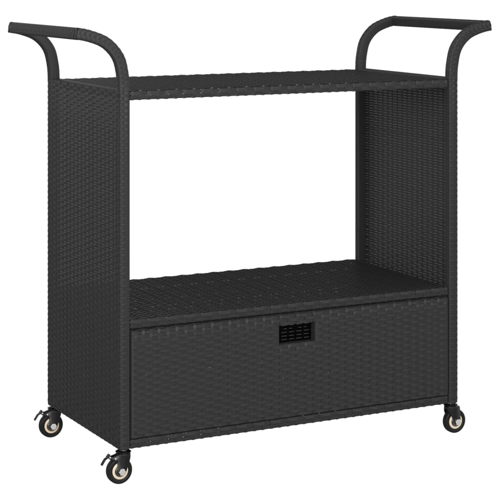 barvogn med skuffe 100x45x97 cm polyrattan sort