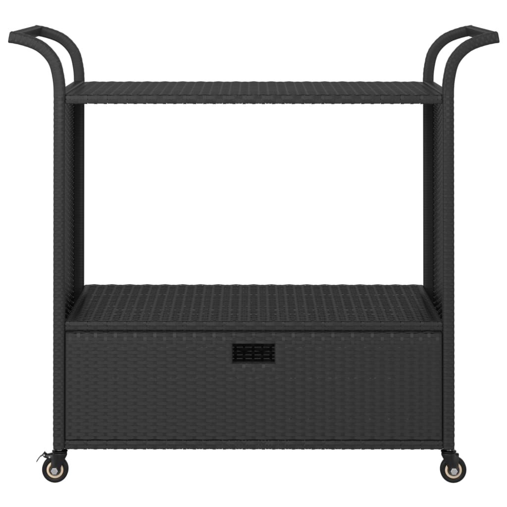 barvogn med skuffe 100x45x97 cm polyrattan sort