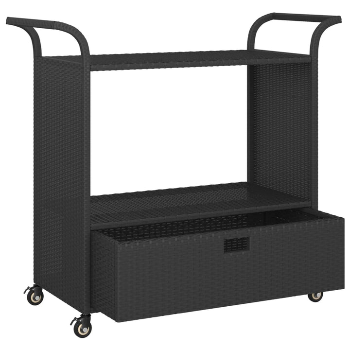barvogn med skuffe 100x45x97 cm polyrattan sort