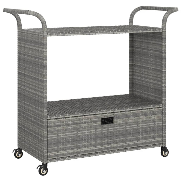 barvogn med skuffe 100x45x97 cm polyrattan grå