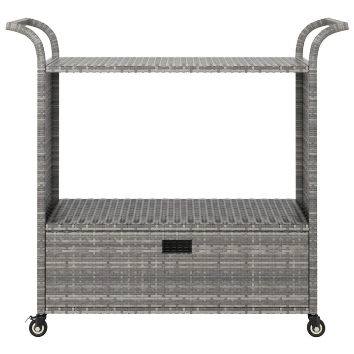 barvogn med skuffe 100x45x97 cm polyrattan grå