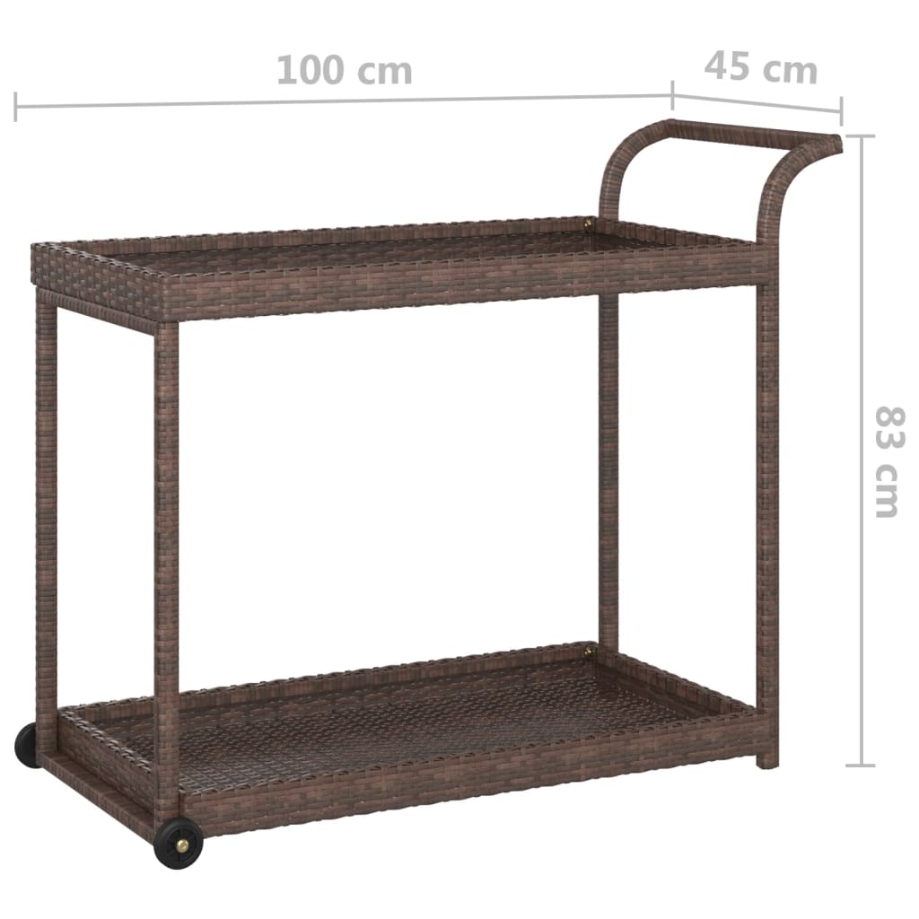 barvogn 100x45x83 cm polyrattan brun