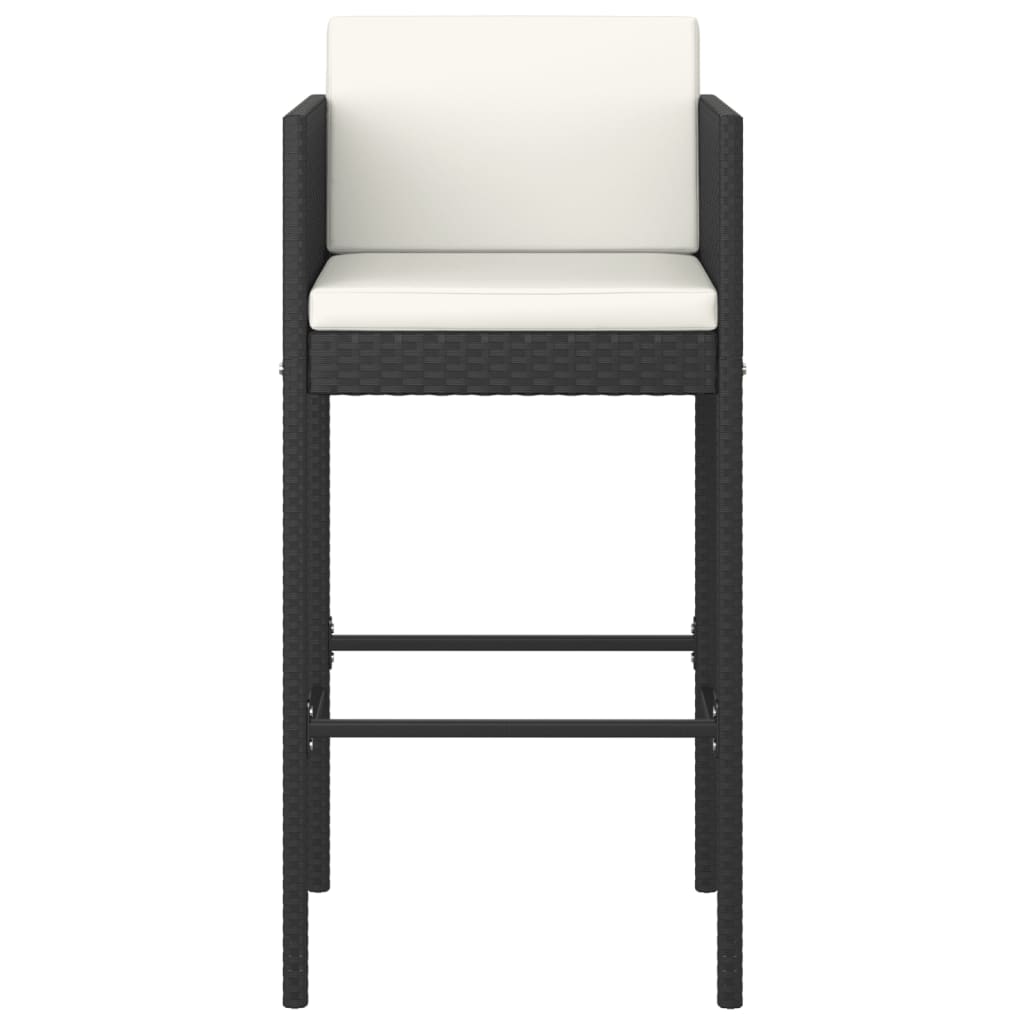 barstole 2 stk. med hynder polyrattan sort