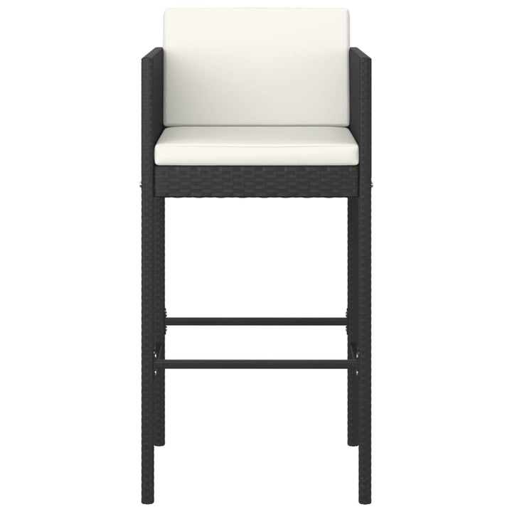 barstole 2 stk. med hynder polyrattan sort