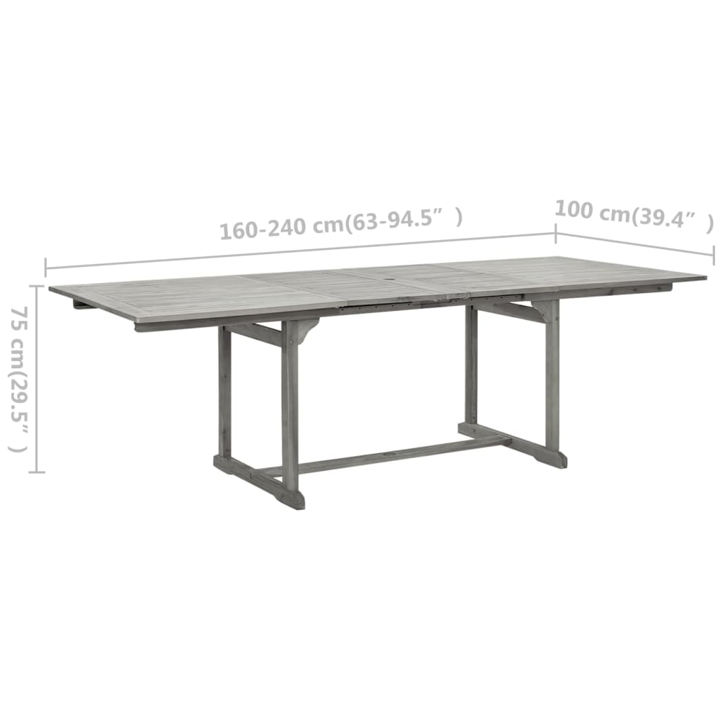 havebord (160-240)x100x75 cm massivt akacietræ