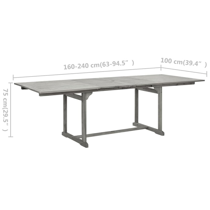 havebord (160-240)x100x75 cm massivt akacietræ