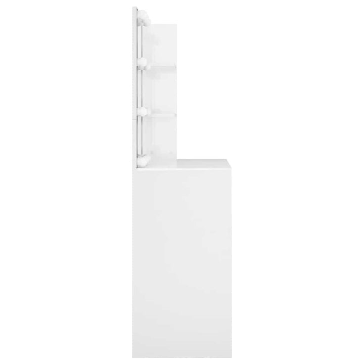 makeupbord med LED-lys 74,5x40x141 cm hvid højglans