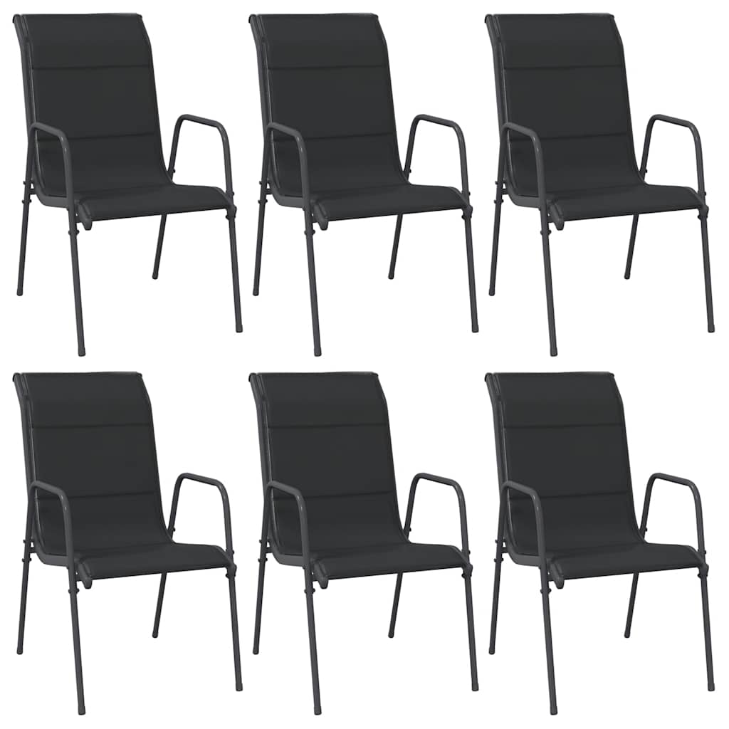 havestole 6 stk. stål og textilene sort