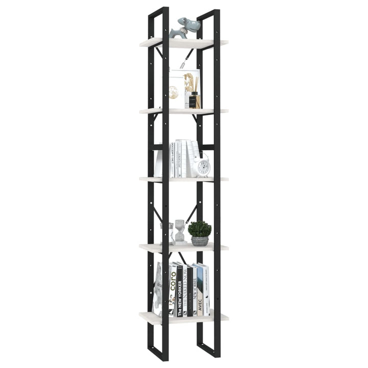 bogreol 40x30x175 cm 5 hylder massivt fyrretræ hvid