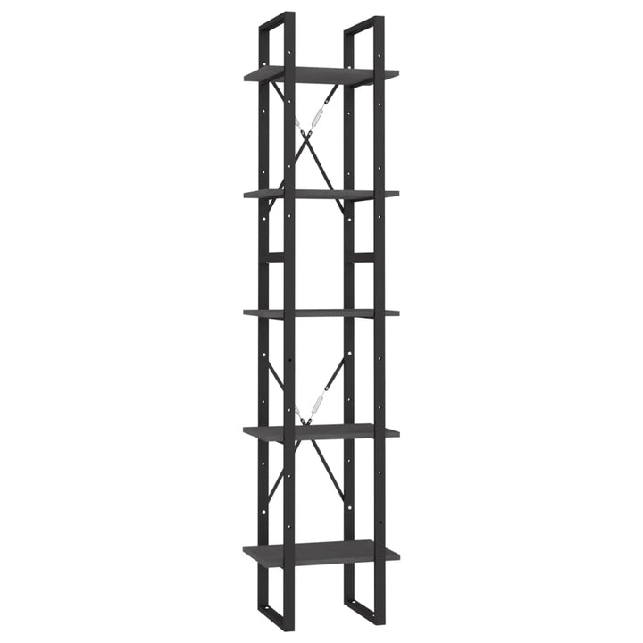 bogreol 40x30x175 cm 5 hylder massivt fyrretræ grå