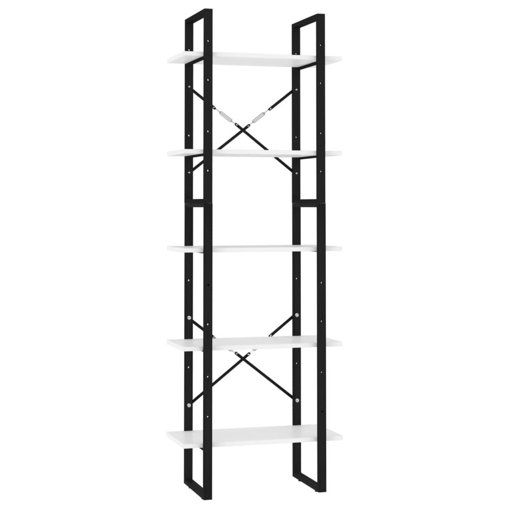 bogreol med 5 hylder 60x30x175 cm konstrueret træ hvid