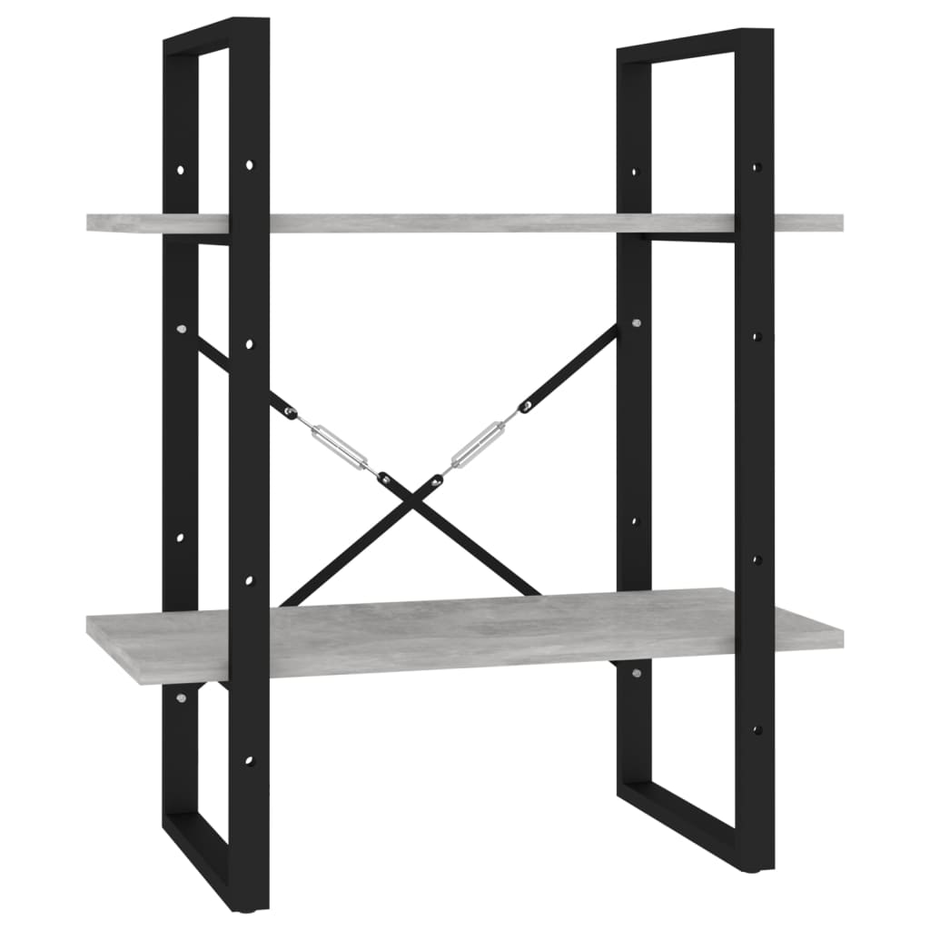 bogreol med 5 hylder 60x30x175 cm konstrueret træ betongrå