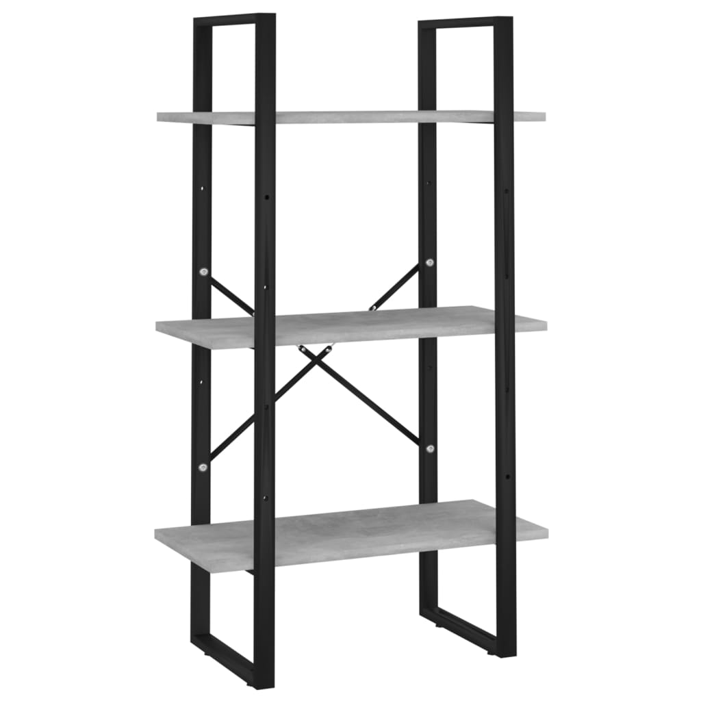 bogreol med 5 hylder 60x30x175 cm konstrueret træ betongrå