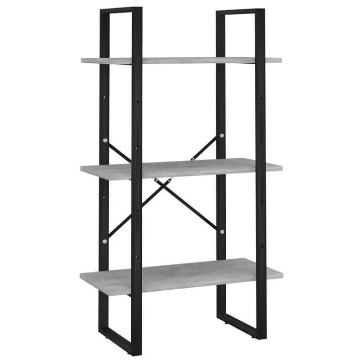 bogreol med 5 hylder 60x30x175 cm konstrueret træ betongrå