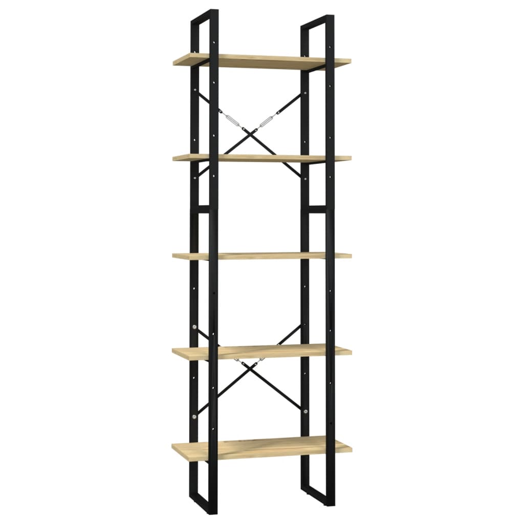 bogreol med 5 hylder 60x30x175 cm fyrretræ