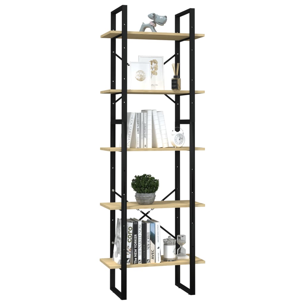 bogreol med 5 hylder 60x30x175 cm fyrretræ