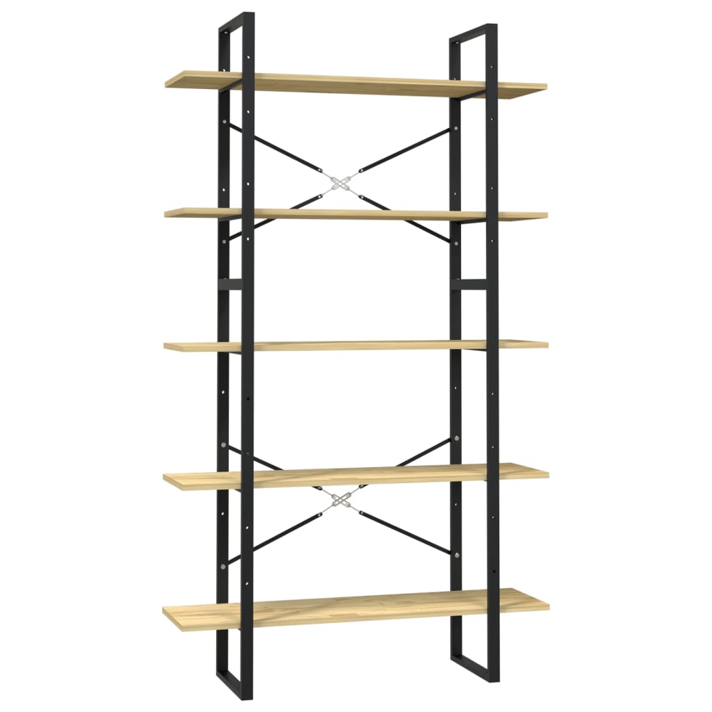 bogreol med 5 hylder 100x30x175 cm massivt fyrretræ