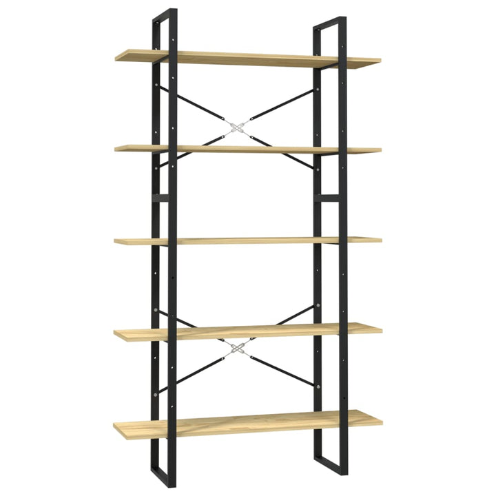 bogreol med 5 hylder 100x30x175 cm massivt fyrretræ