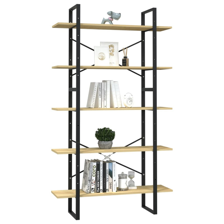 bogreol med 5 hylder 100x30x175 cm massivt fyrretræ