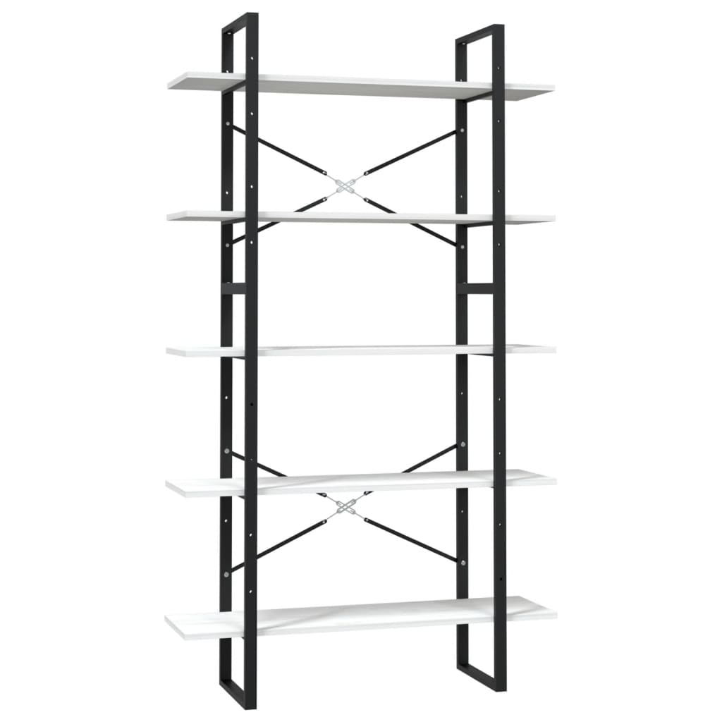 bogreol med 5 hylder 100x30x175 cm massivt fyrretræ hvid