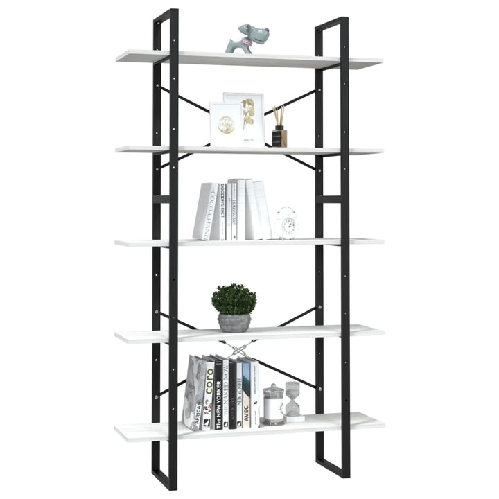 bogreol med 5 hylder 100x30x175 cm massivt fyrretræ hvid