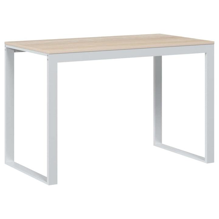 computerbord 110x60x73 cm spånplade hvid og egetræsfarvet