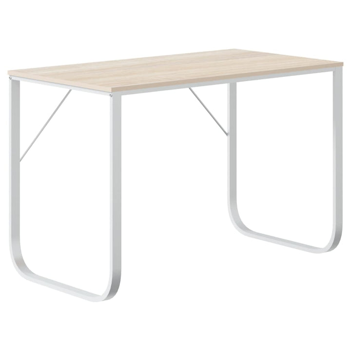 computerbord 110x60x73 cm spånplade hvid og egetræsfarvet