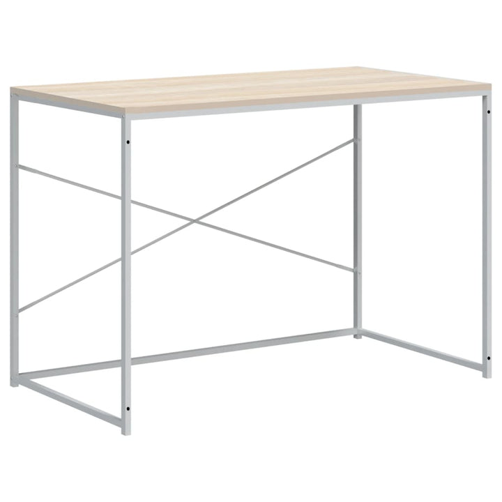 computerbord 110x60x70 cm konstrueret træ hvid og egetræsfarvet