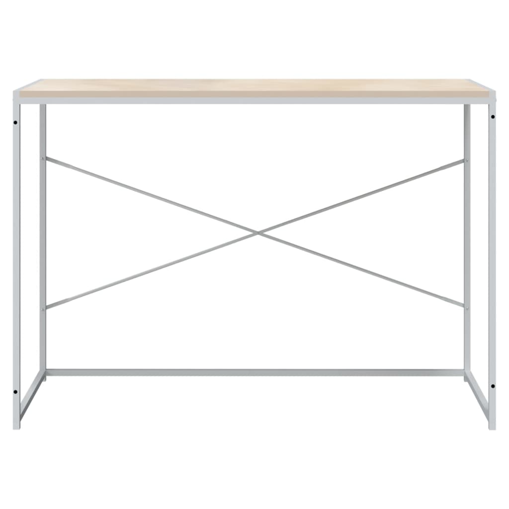 computerbord 110x60x70 cm konstrueret træ hvid og egetræsfarvet