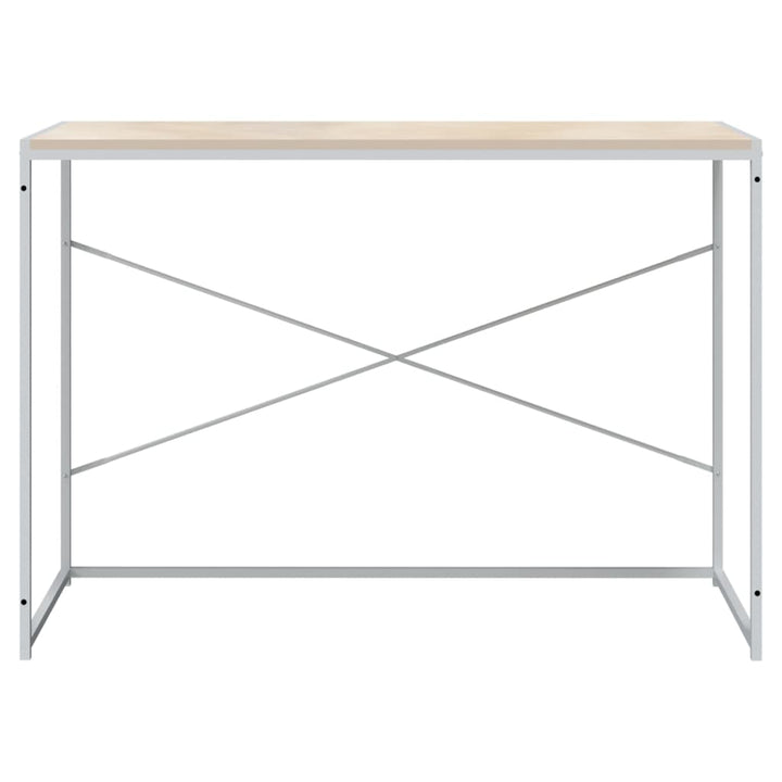 computerbord 110x60x70 cm konstrueret træ hvid og egetræsfarvet