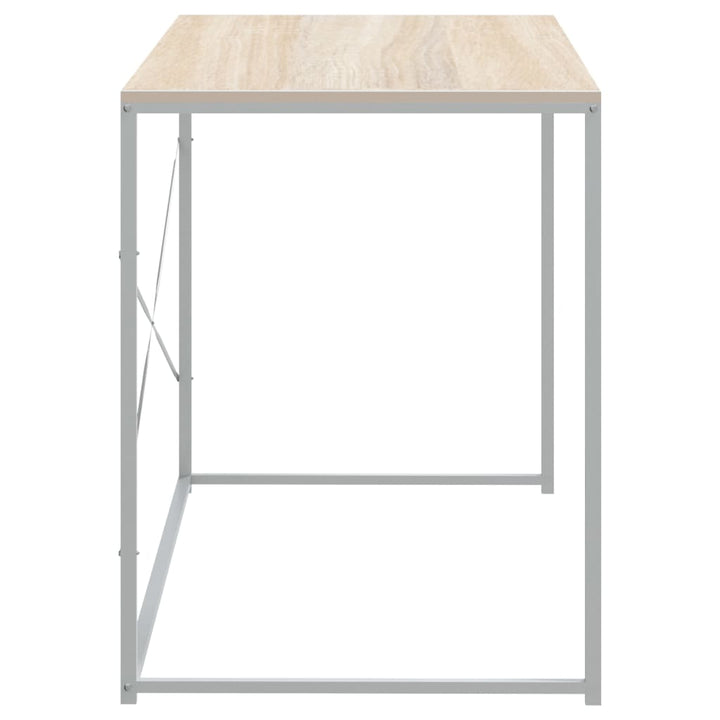 computerbord 110x60x70 cm konstrueret træ hvid og egetræsfarvet