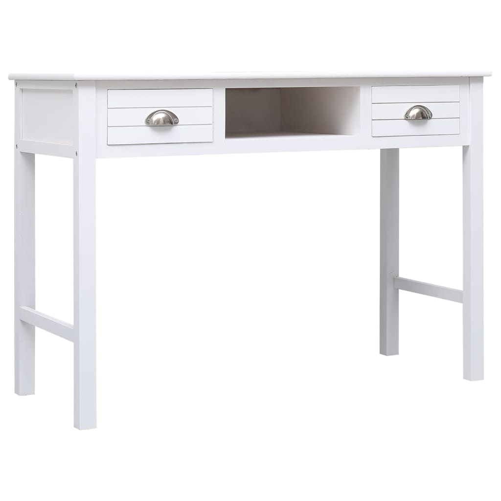 skrivebord 108x45x76 cm massivt kejsertræ hvid