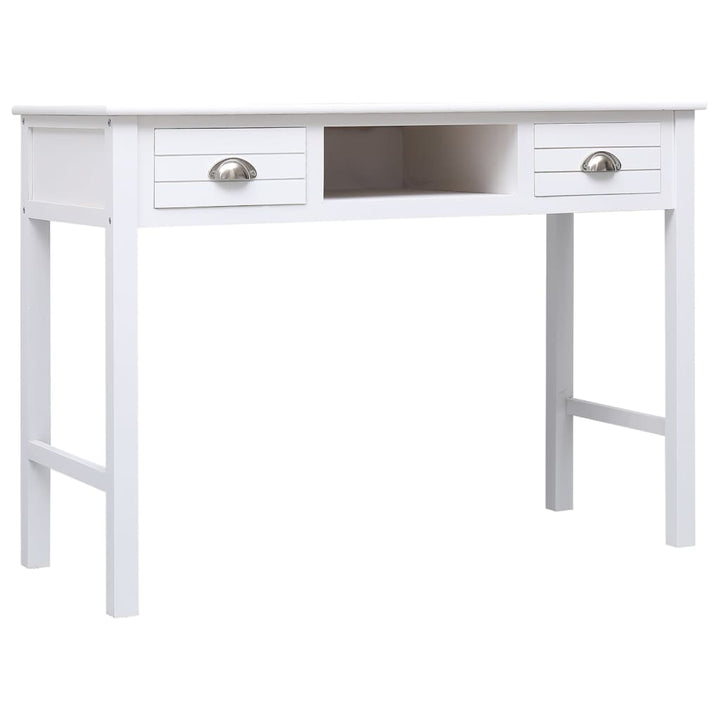 skrivebord 108x45x76 cm massivt kejsertræ hvid
