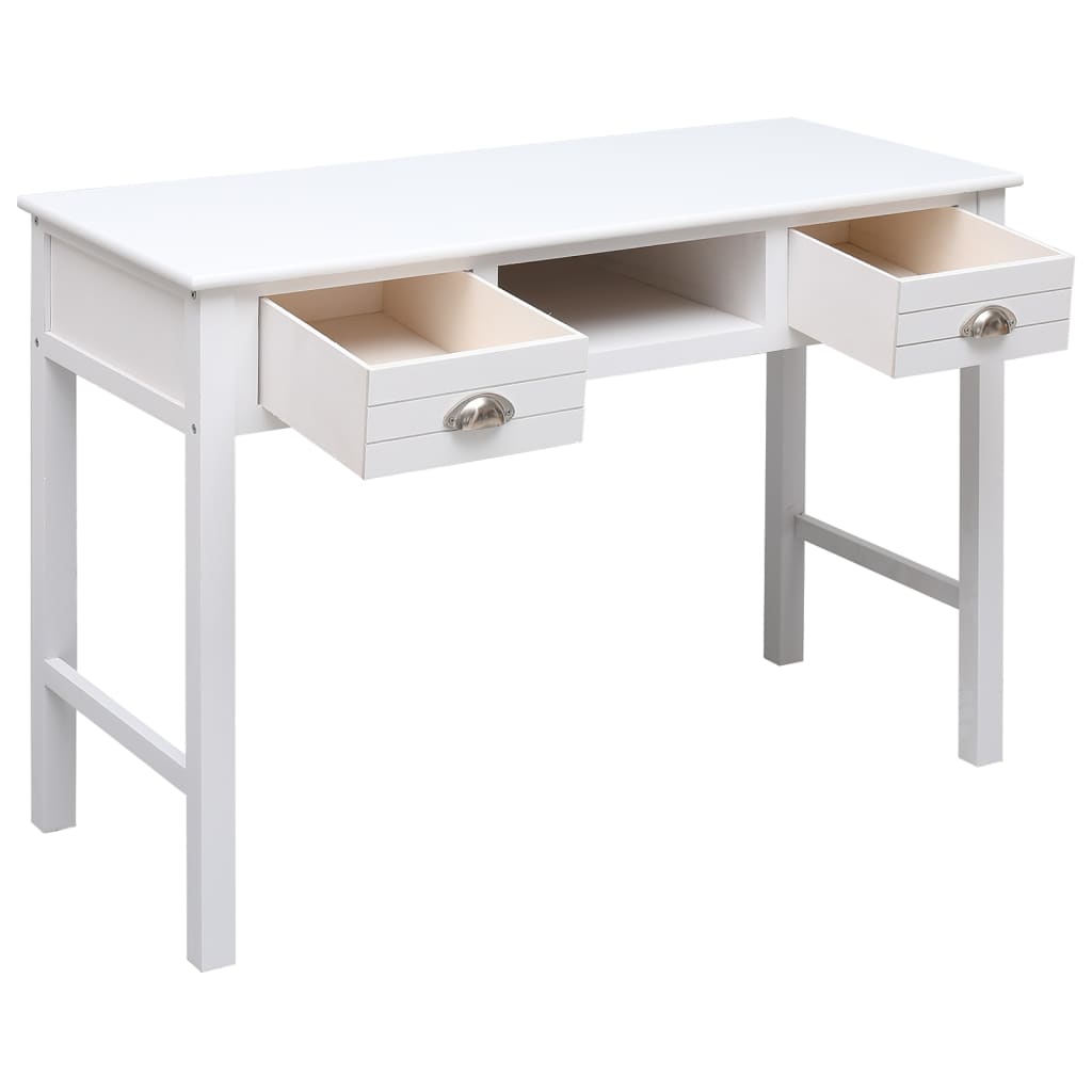 skrivebord 108x45x76 cm massivt kejsertræ hvid