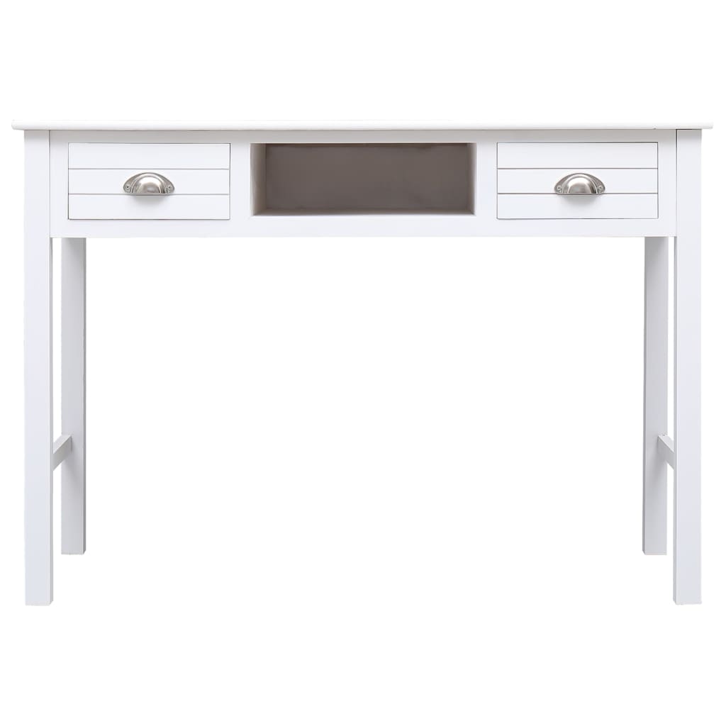skrivebord 108x45x76 cm massivt kejsertræ hvid