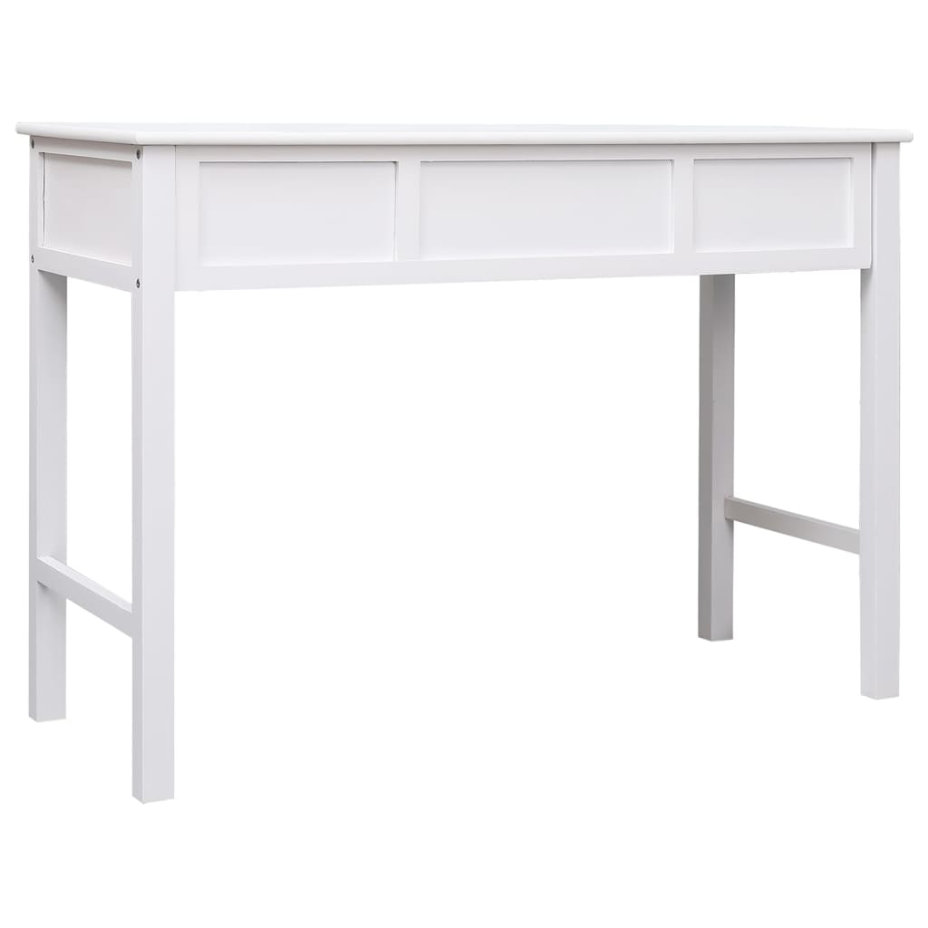 skrivebord 108x45x76 cm massivt kejsertræ hvid