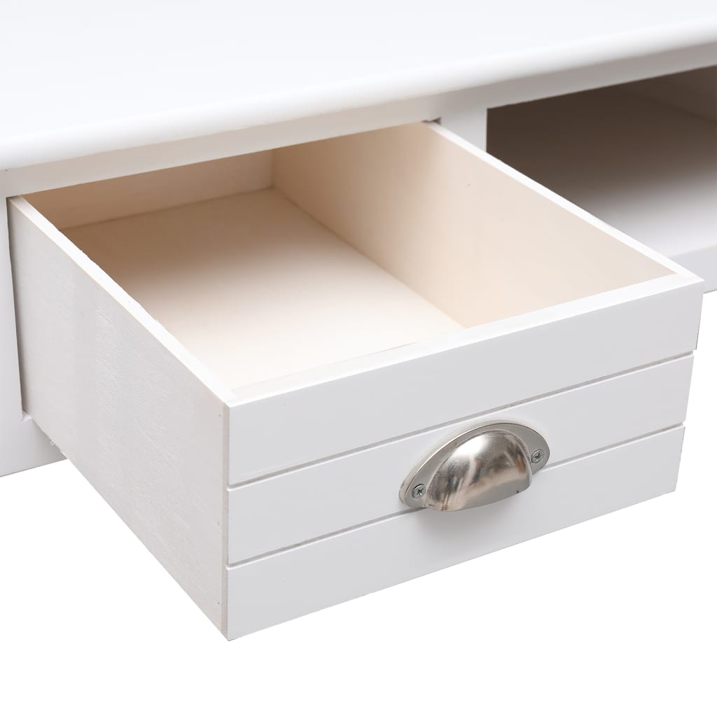 skrivebord 108x45x76 cm massivt kejsertræ hvid