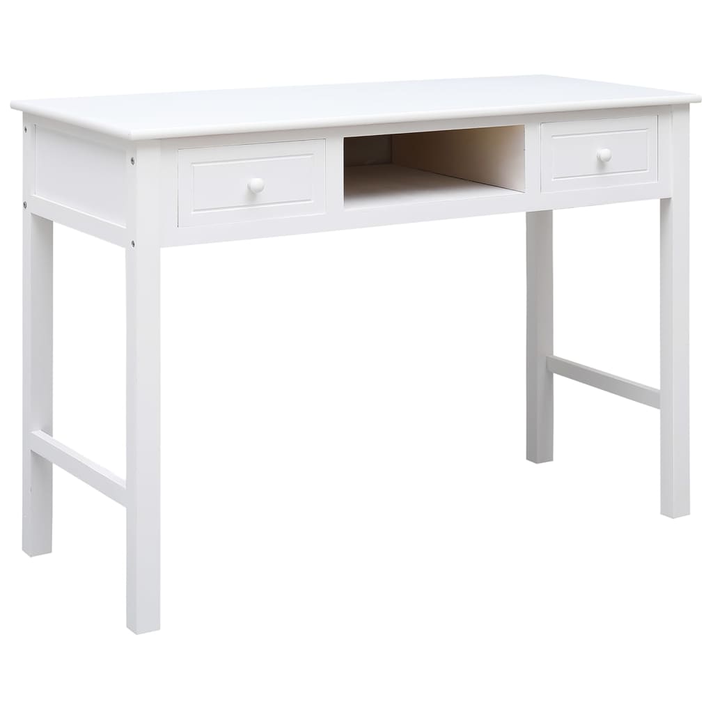 skrivebord 108x45x76 cm massivt kejsertræ hvid