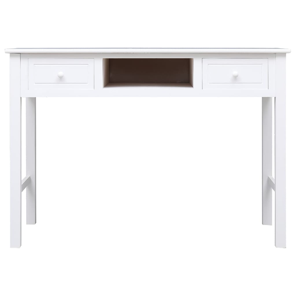 skrivebord 108x45x76 cm massivt kejsertræ hvid
