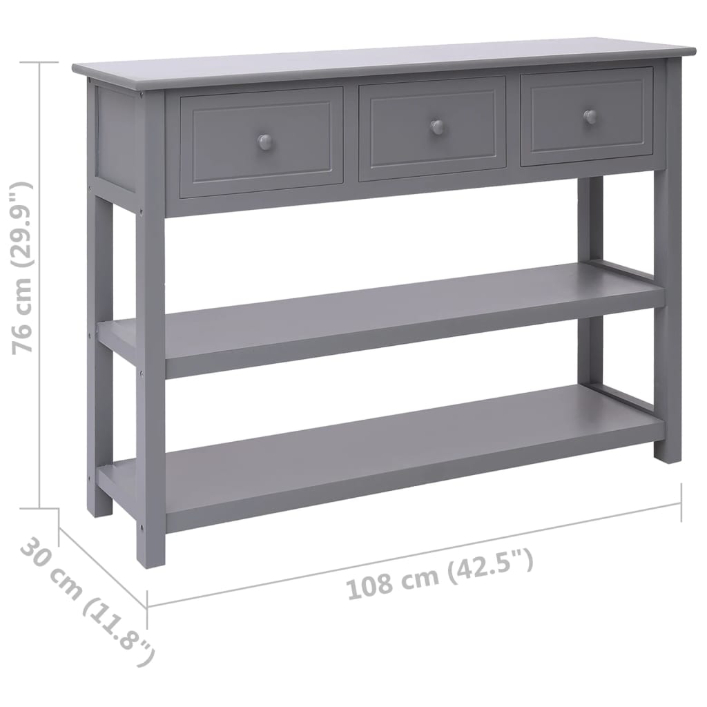 skænk 108x30x76 cm massivt kejsertræ grå