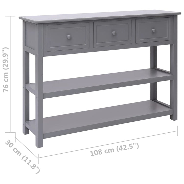 skænk 108x30x76 cm massivt kejsertræ grå