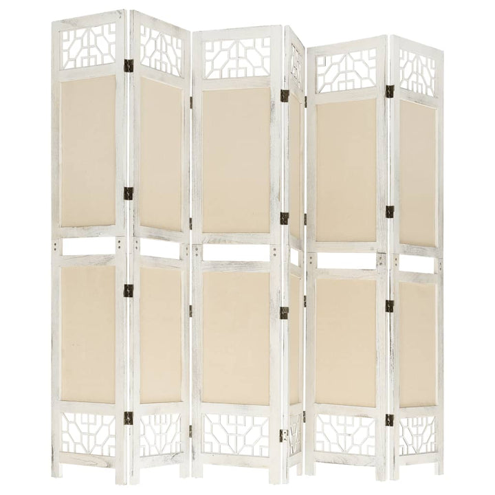 6-panels rumdeler 210x165 cm stof cremefarvet