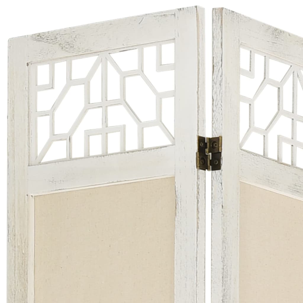 6-panels rumdeler 210x165 cm stof cremefarvet