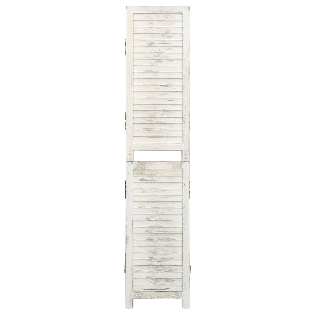 5-panels rumdeler 178,5x166 cm massivt træ antik hvid