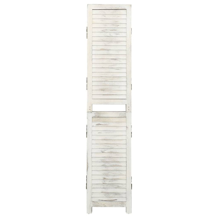 5-panels rumdeler 178,5x166 cm massivt træ antik hvid