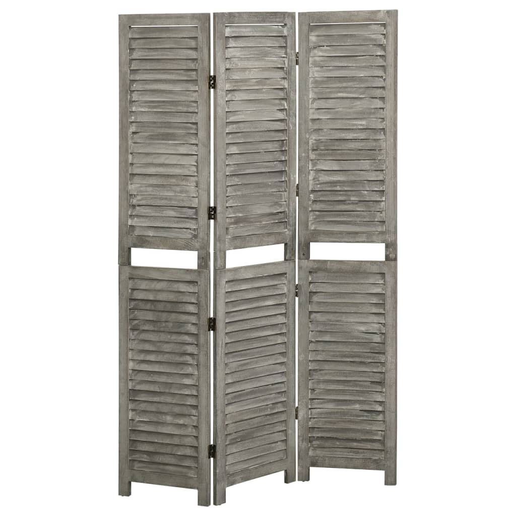 3-panels rumdeler 106,5x166 cm massivt træ grå