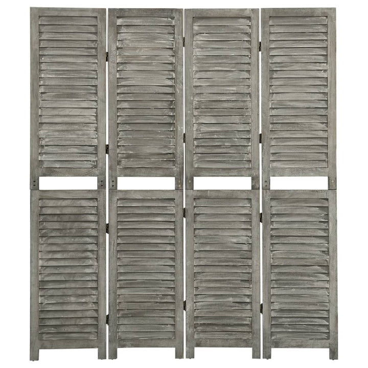4-panels rumdeler 143x166 cm massivt træ grå