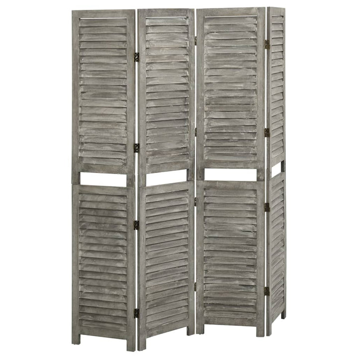 4-panels rumdeler 143x166 cm massivt træ grå